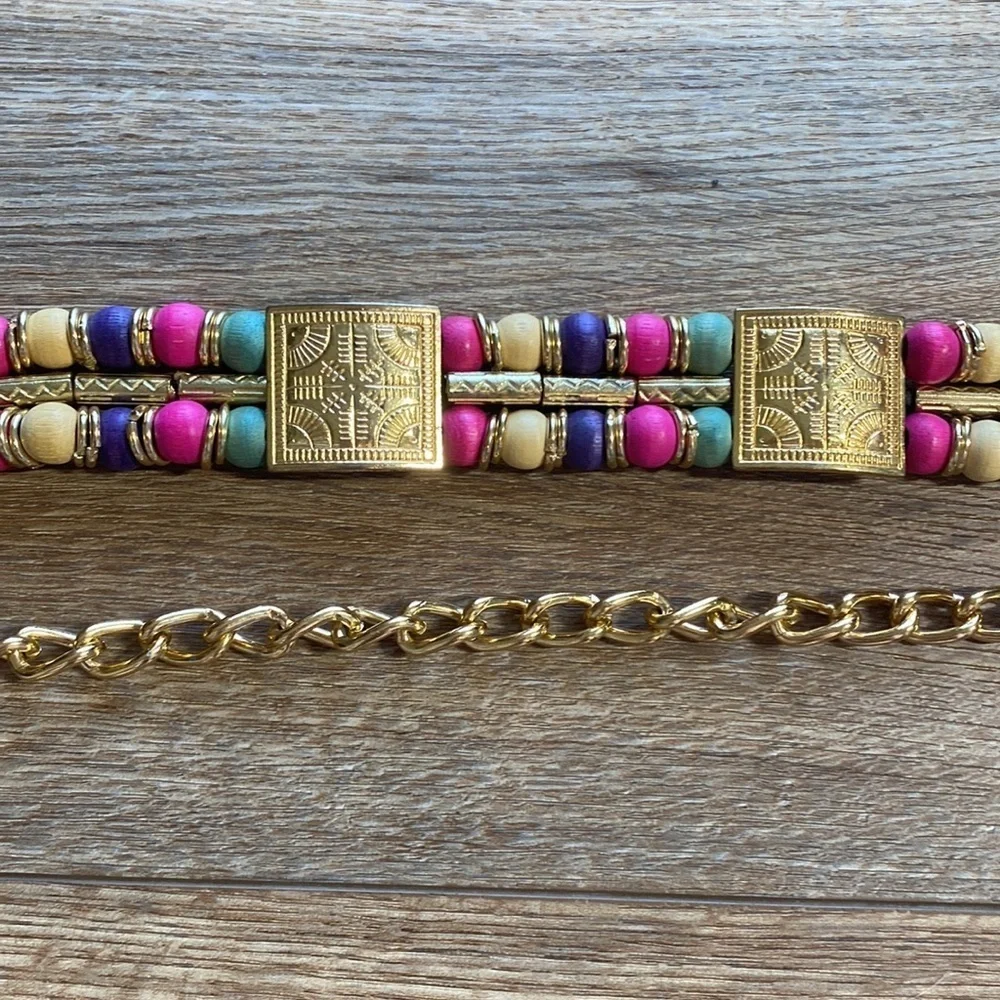 Vintage beaded handmade Colorful adjustable chain belt
